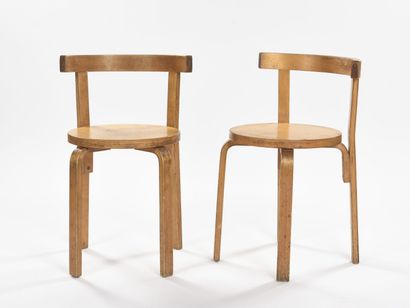 null Alvar AALTO (1898-1975) 

Paire de chaises variantes du modèle N°66 en bouleau...