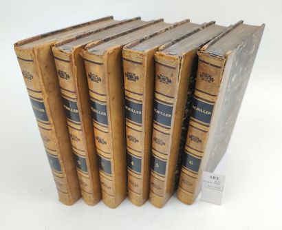 null SCHILLER Feuilles OEuvres dramatiques. 6 volumes, demi-reliures en cuir. Paris,...