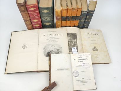 null Ensemble de 13 volumes du XIXe dont : Itinéraire de Paris à Jérusalem par Chateaubriand...