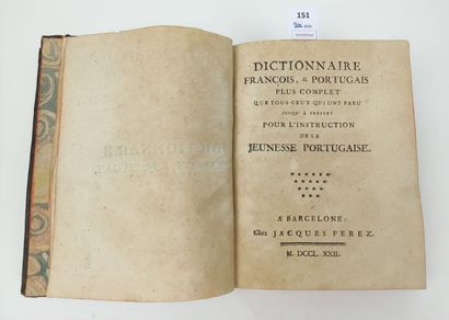 null Dictionnaire Français-Portugais. Grand in-8 relié plein cuir. Barcelone, 1772....