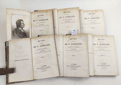 null SCHILLER Feuilles OEuvres dramatiques. 6 volumes, demi-reliures en cuir. Paris,...