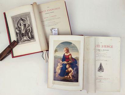 null Réunion de 2 volumes in-4 dans de luxueuses reliures d'Engel :

Les Saints Evangiles...