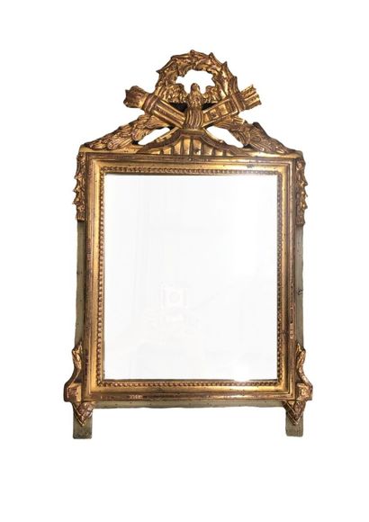 null Miroir à fronton en bois doré et laqué, style louis XVI

52x32 cm