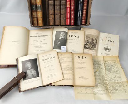 null [Histoire]. 14 volumes dont : Houssaye (1814, 1815, Iéna) ; Leçon d'Histoire...