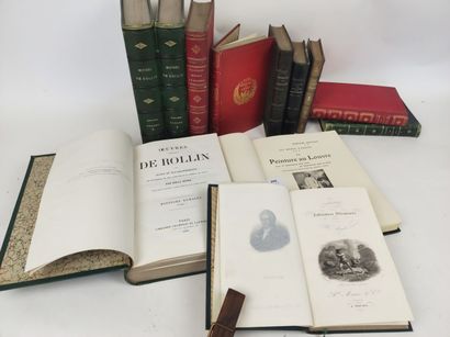null Un ensemble de 12 volumes du XIXe siècle dont : Histoire Romaine de Rollin (3...