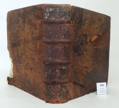 null [Droit]. Corpus Juris Civilis. 1 volume relié cuir. In-4. Lyon, 1672. Défauts...