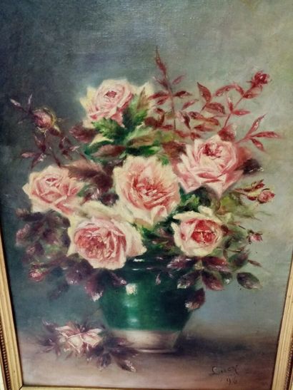null LUCY 

Bouquet de roses 

Huile sur toile 

Signée en bas à droite et datée...