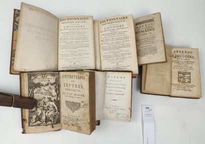 null Un ensemble de 6 volumes in-12 ou in-8 du XVIIe ou XVIIIe siècle (accidents) :

Abrégé...