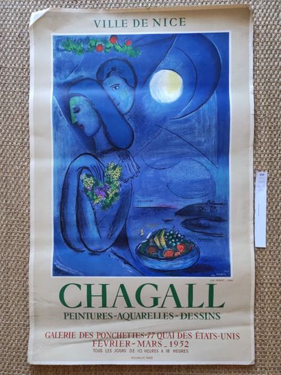 null ?[Affiche]. CHAGALL Marc (d'après). Les amoureux en bleu au Cap Ferrat (1949)....