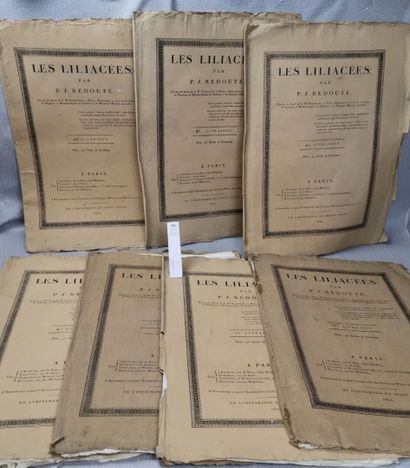 null [Botanique]. REDOUTÉ P.J. Les Liliacées. Ensemble de 7 livraisons in folio en...