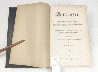 null [Aviculture]. FRIDERICH C.G. Geflügelbucht : Naturgeschichte, Zucht und Pflege...