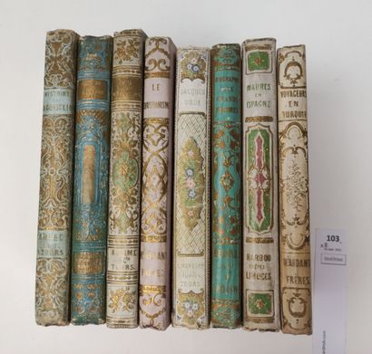 null Cartonnages romantiques. 8 volumes (ca. 1850) dont : les Jeunes Voyageurs en...