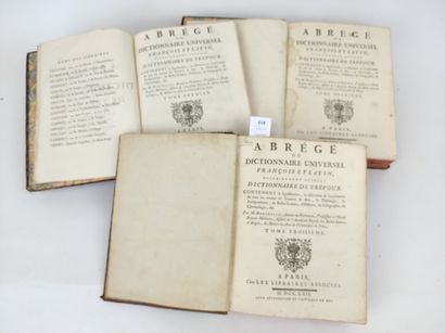 null Berthelin. Abrégé du dictionnaire de Trévoux. 3 volumes XVIIIe réappareillé...