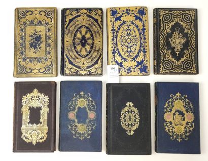 null Cartonnages Romantiques. 8 volumes (ca. 1850) dont l'Ecole des jeunes Demoiselles ;...