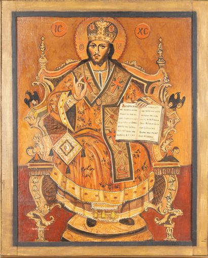 Christ Pentocrator, 

Icone peinte à tempera...