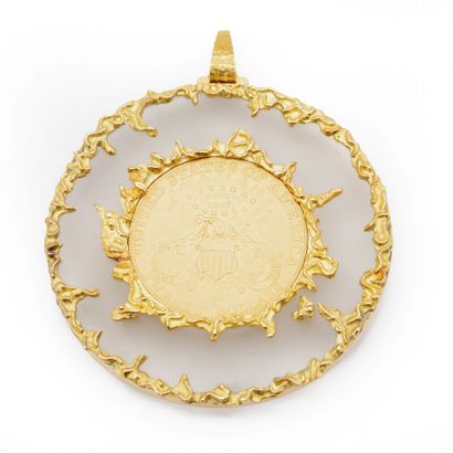 null Paul DITISHEIM. Pendentif montre en or jaune (750) 18K circulaire en cristal...