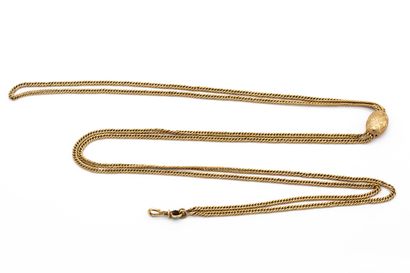 null Chain for watch or necklace, curb chain in 18K yellow gold (750) with chased...