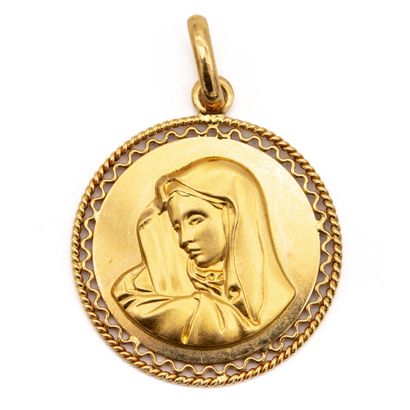 Médaille de baptême en or jaune 18 K (750),...