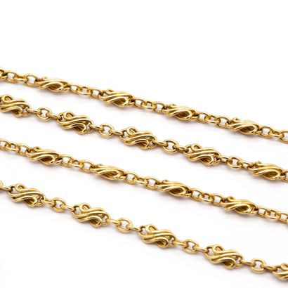 null Important long necklace in yellow gold (750) 18K twisted mesh and jaseron. 

Length:...