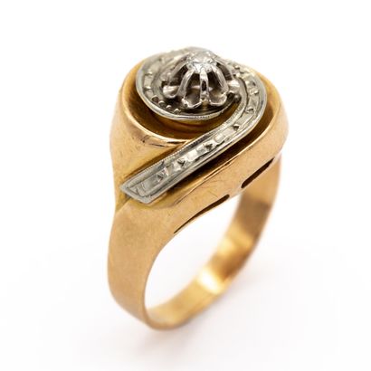 Tourbillon ring in 18 K (750) gold set with...
