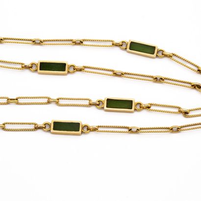 null Necklace in 18 K (750) yellow gold with rectangular cord links, interleaved...