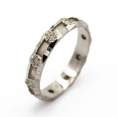 Ring in 18K (750) white gold, matte and brilliant,...