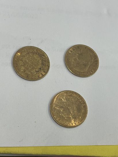 null Trois pièces de 10 francs en or jaune Napoléon III