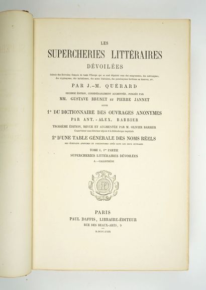 null [Bibliographie] QUÉRARD (J.-M.) : Les supercheries littéraires dévoilées. Galerie...