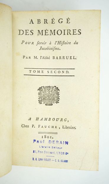 null BARRUEL (Augustin, Abbé): Abrégé des Mémoires pour servir à l'Histoire du Jacobinisme....