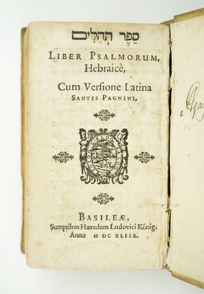null Liber psalmorum, Hebraicè, cum versione latina Santis pagnini. Basileae, Sumptibus...