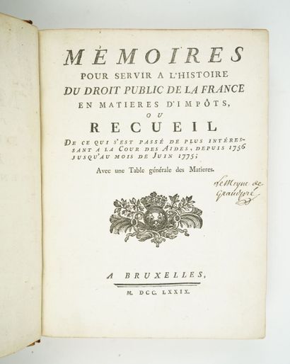 null (Malesherbes) [AUGER, avocat]: Mémoires pour servir à l'histoire du droit public...