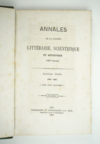 null Annales de la Société littéraire, scientifique et artistique d'Apt (Vaucluse)....