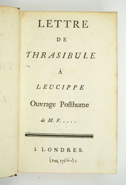 null [FRÉRET (Nicolas)] : Lettre de Thrasibule à Leucippe. Ouvrage posthume de M....