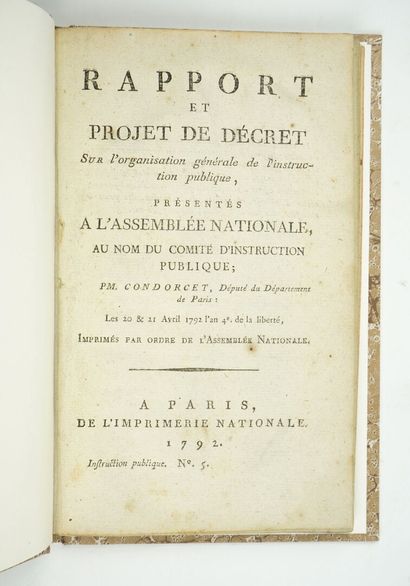 null [CONDORCET (M.-J.-Ant.-Nic. Caritat, Marquis de): Report and draft decree on...