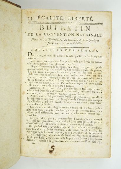null [Révolution]  BULLETIN DE LA CONVENTION NATIONALE. [Du n°13 du 13 ventôse an...