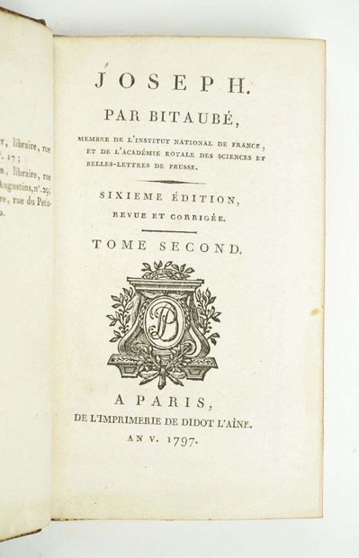 null BITAUBÉ (Paul-Jérémie) : Joseph. Sixième édition, revue et corrigée. Paris,...