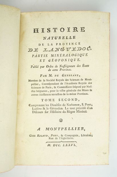 null GENSSANE (Antoine de) : Histoire naturelle de la province de Languedoc. Partie...