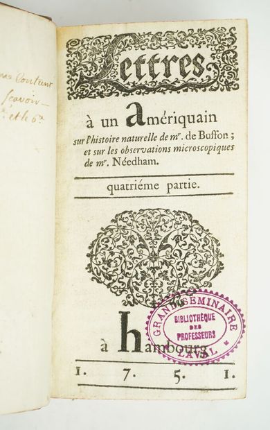 null (BUFFON et REAUMUR) [LE LARGE DE LIGNAC (Abbé Joseph-Adrien)] : Lettres à un...