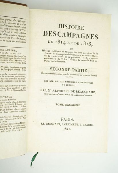 null BEAUCHAMP (Alphonse de) : Histoire de la campagne de 1814, et de la restauration...