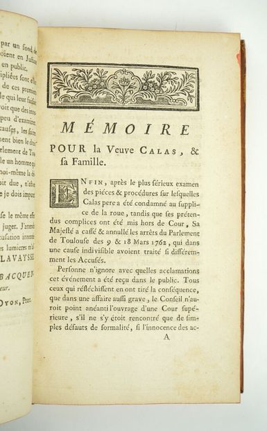 null [Protestantisme] Recueil factice de 8 mémoires sur l'affaire Calas et les protestants....