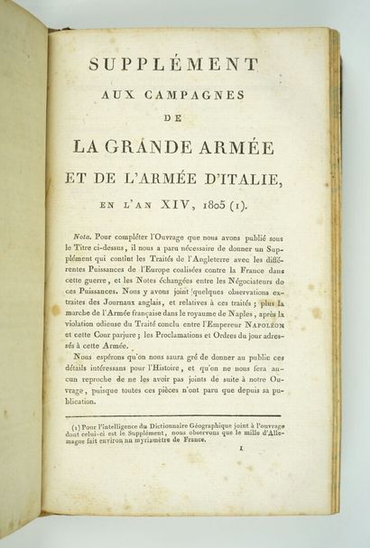 null (1er Empire) Campagnes de la Grande-Armée et de l'armée d'Italie, en l'an XIV...