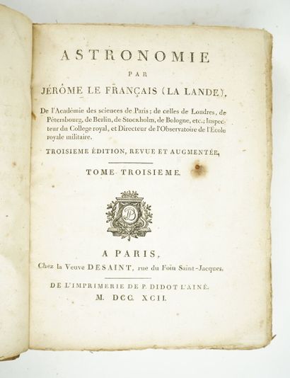 null LALANDE (Joseph-Jérôme de) : ASTRONOMIE, par Jérôme Le Français (La Lande),...