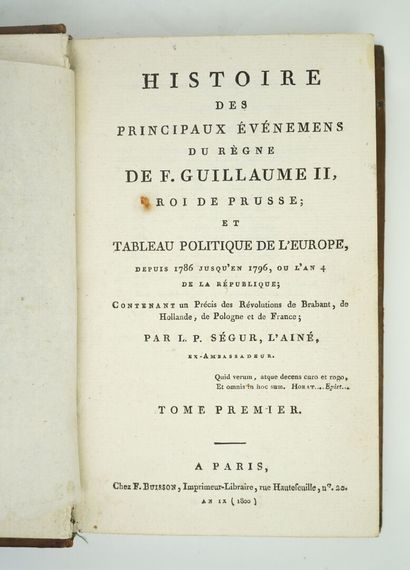 SEGUR (Louis Philippe, Comte de) : Histoire...