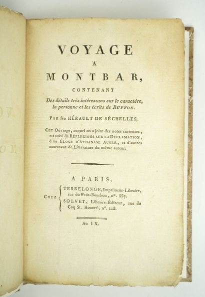 null HÉRAULT DE SECHELLES (Marc-Jean) : Voyage à Montbar, contenant des détails très...