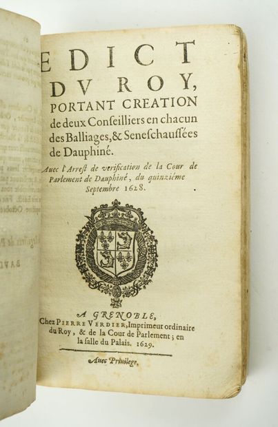 null (Dauphiné.). Exceptional factitious collection of the main edicts of Louis XIII...