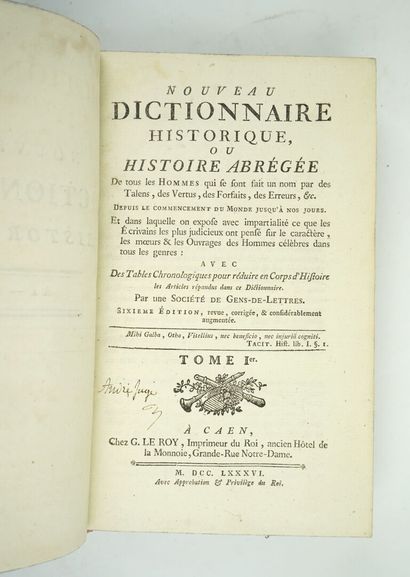 null [CHAUDON, Louis-Mayeul] : Nouveau Dictionnaire historique ou Histoire abrégée...