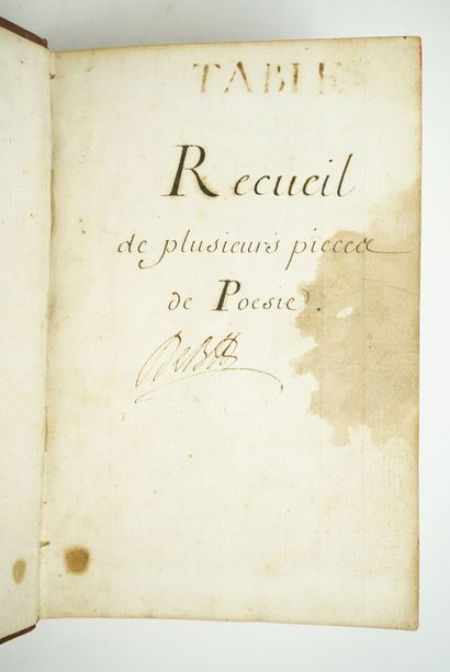 null [Curiosa] [manuscrit] : Anonyme : Recueil de plusieurs pièces de poésie. Un...