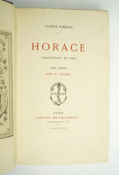 null HORACE : Works. Paris, Librairie des Bibliophiles. Jouaust. 1873-1874. 3 volumes.



Volume...