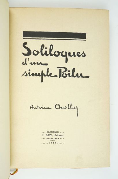 null [1914-1918] Trois ouvrages : 



CHOLLIER (Antoine) : Soliloques d'un simple...