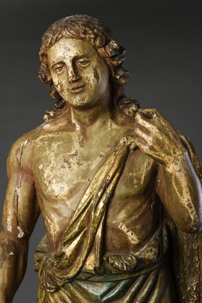 null Saint Jean-Baptiste 
Important sujet en bois sculpté polychrome 
Vers 1820
H :...
